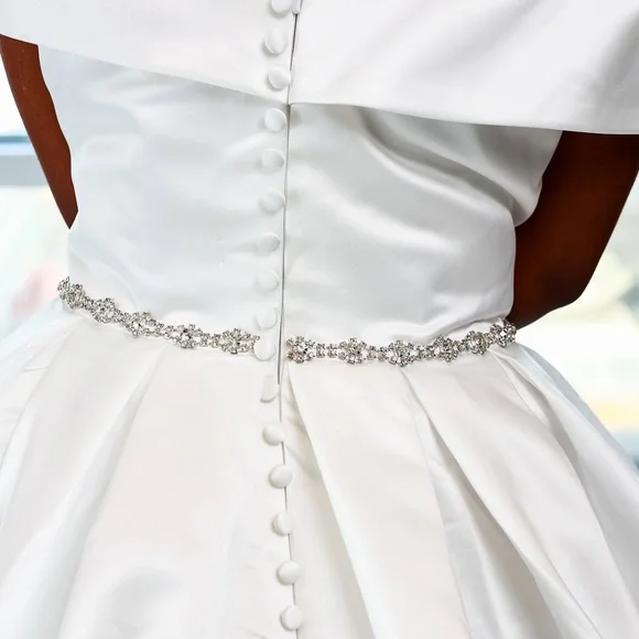 Sweetheart Sleeveless Wedding Dress with Crystal Belt and pockets-ivory - Picture 5 of 5